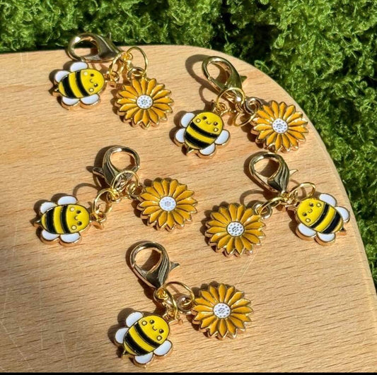 Bee and Flower Keychain Pendant