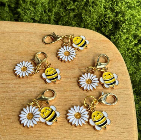 Bee and Flower Keychain Pendant