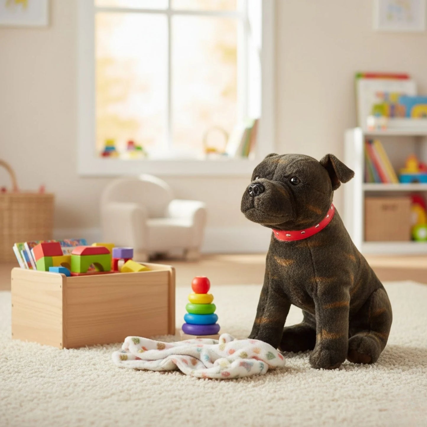 Scooter - Staffy - 32cm Sitting, Brindle